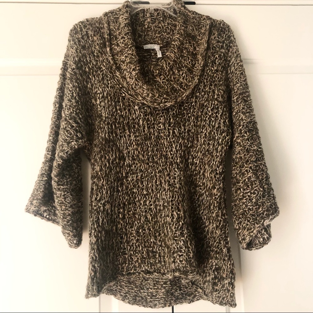 Soft Chocolate Brown woven cowl neck sweater top